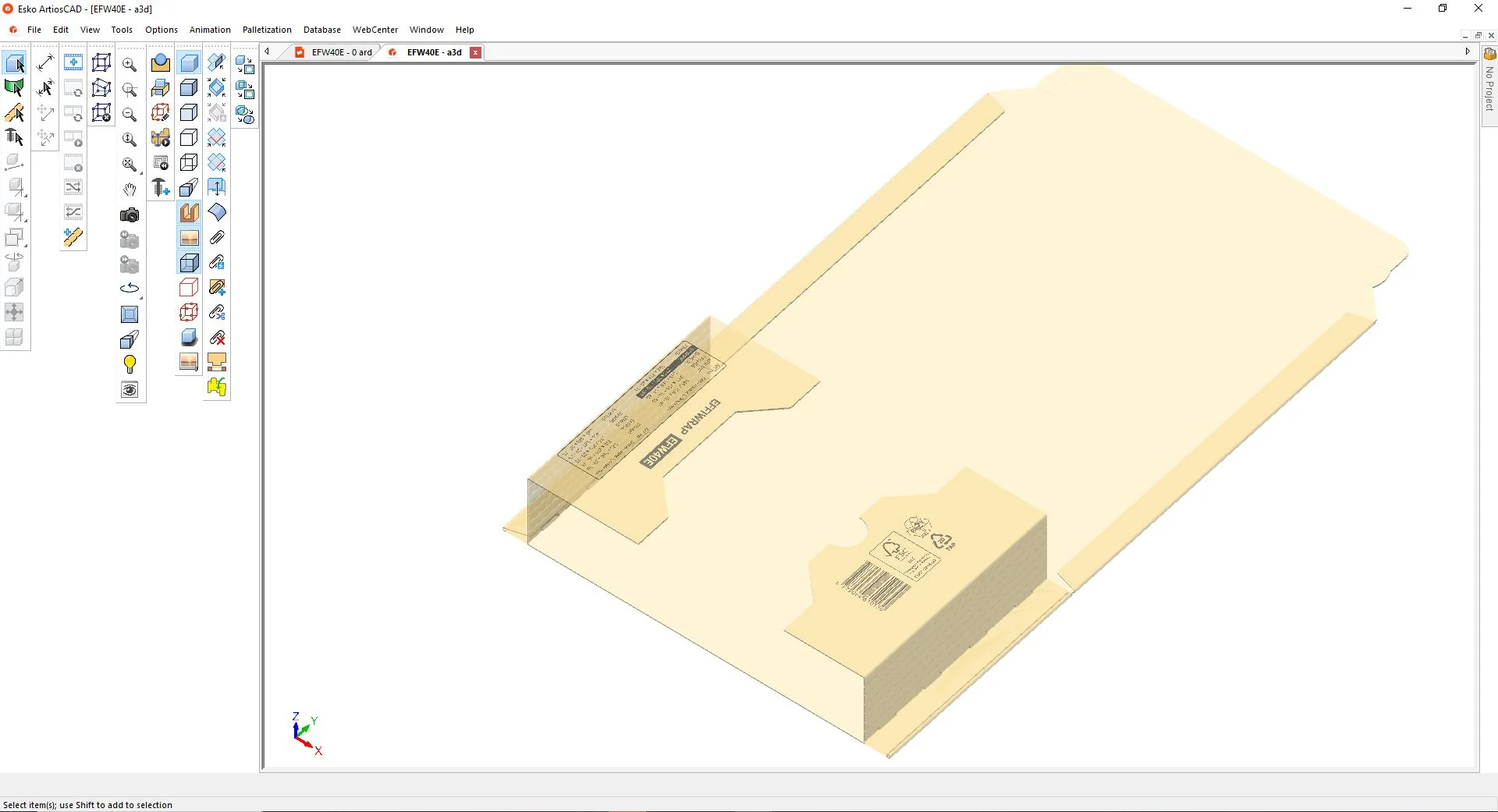 Tredimensionel visualisering af emballage