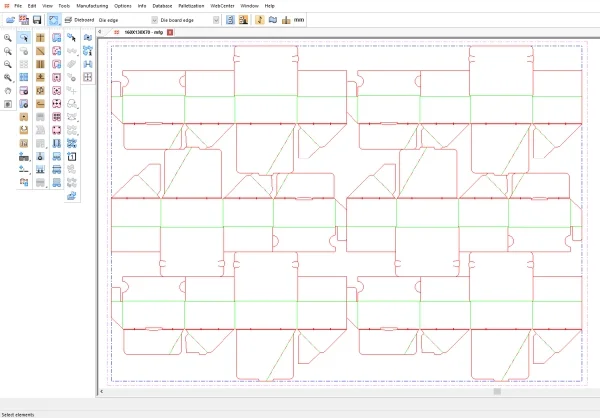 Emballagesoftware med flere udstansningslayout til kartoner